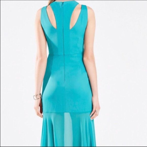 BCBG MAXAZRIA Teal Mermaid Fitted Gown chic boho - Picture 2 of 9